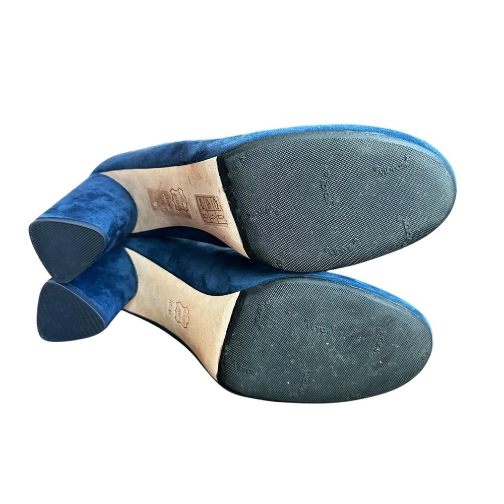 Tory Burch Elizabeth 85mm Round Toe Block Heel Pumps Blue Suede Size 10.5​ - Picture 9 of 13